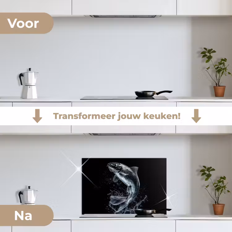 Spatscherm keuken - Vis - Koi - Zwart - Water — 7