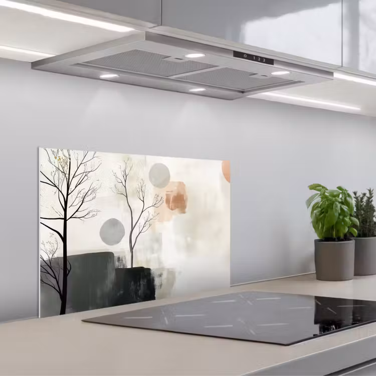 Spatscherm keuken - Wabi sabi - Beige - Plant — 1