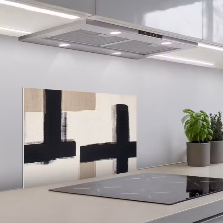 Spatscherm keuken - Zwart - Abstract - Japandi — 1