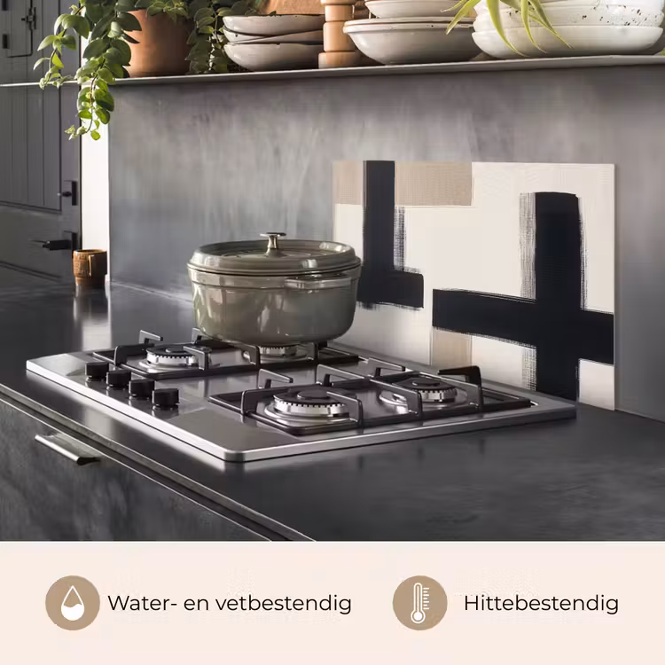 Spatscherm keuken - Zwart - Abstract - Japandi — 2