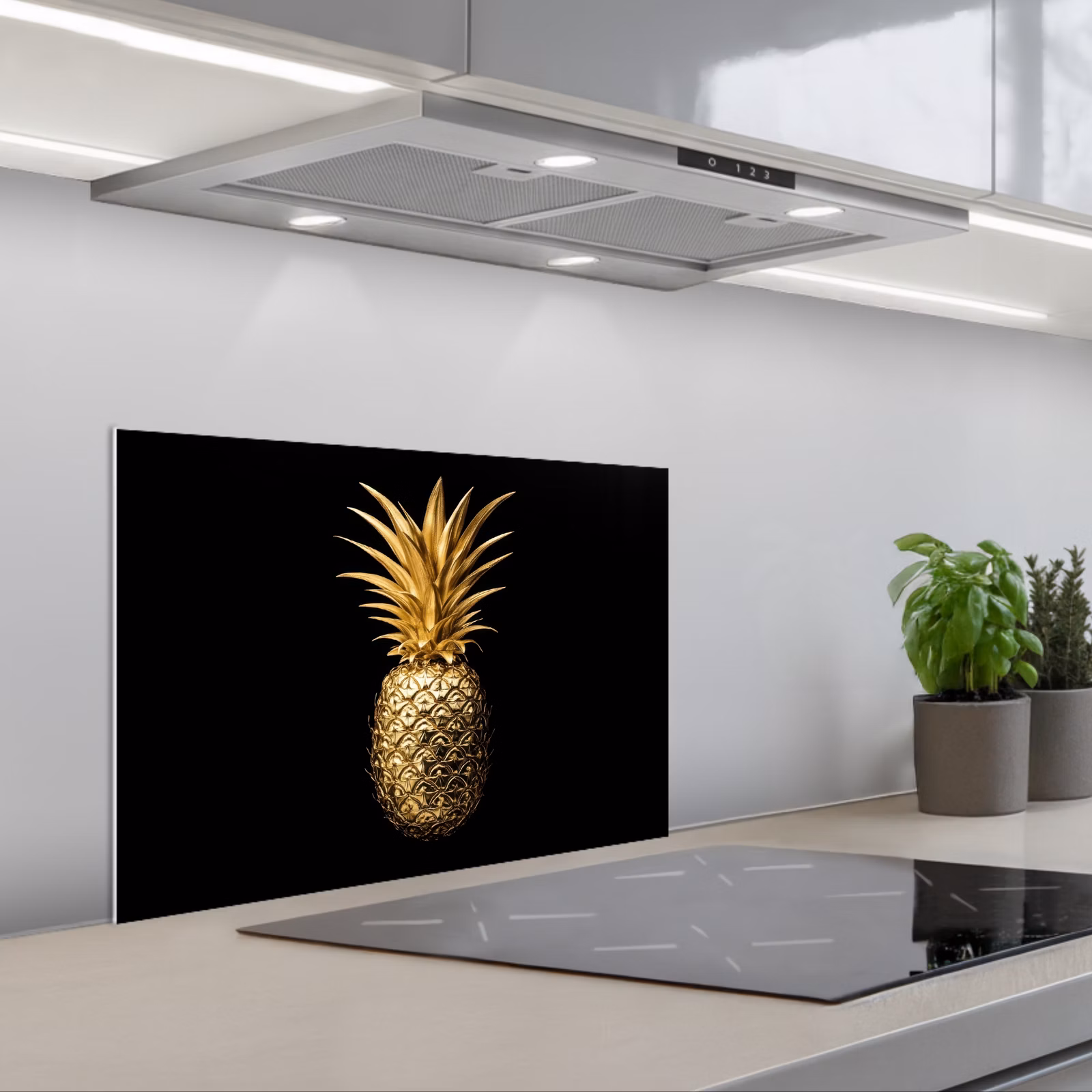 Spatscherm keuken - Ananas - Zwart - Goud - Luxe — 1
