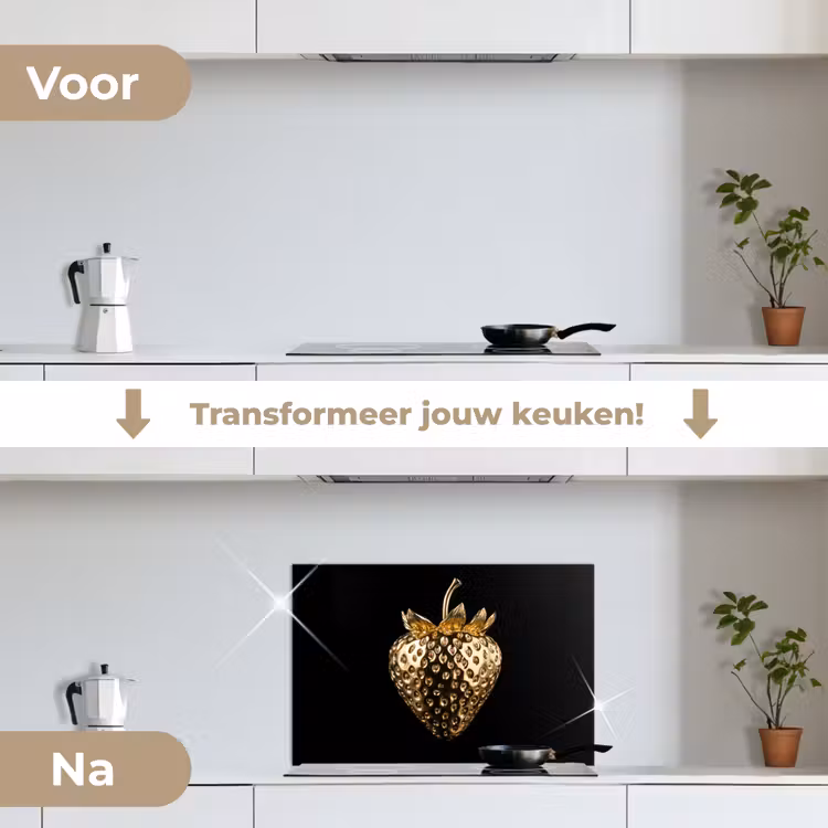 Spatscherm keuken - Aardbei - Goud - Zwart - Chrome — 7