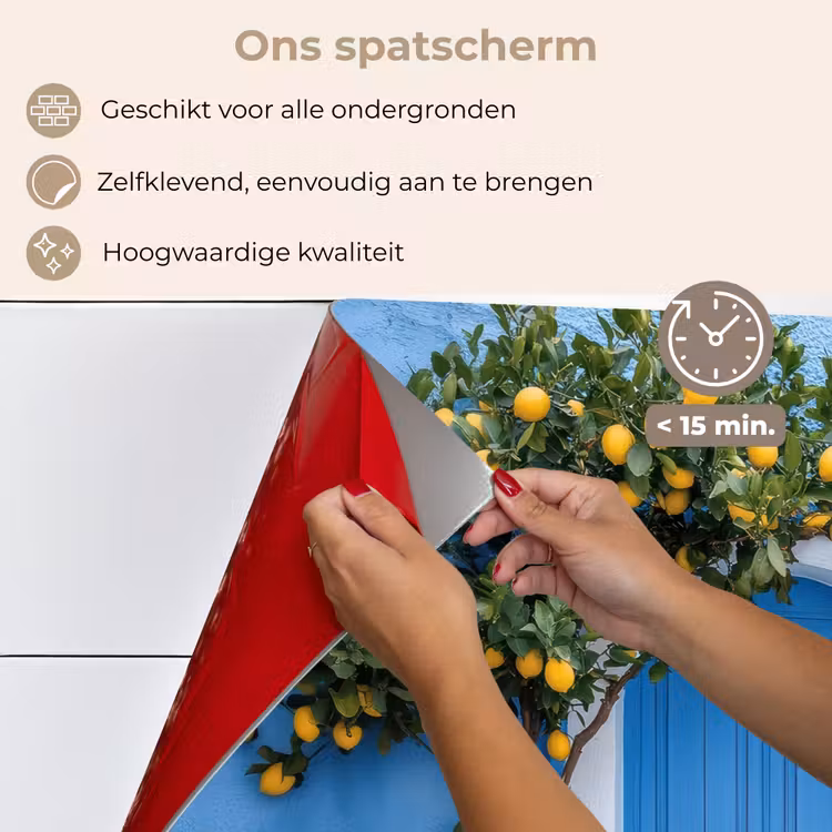 Spatscherm keuken - Citroenbomen - Geel - Deur - Potten — 4