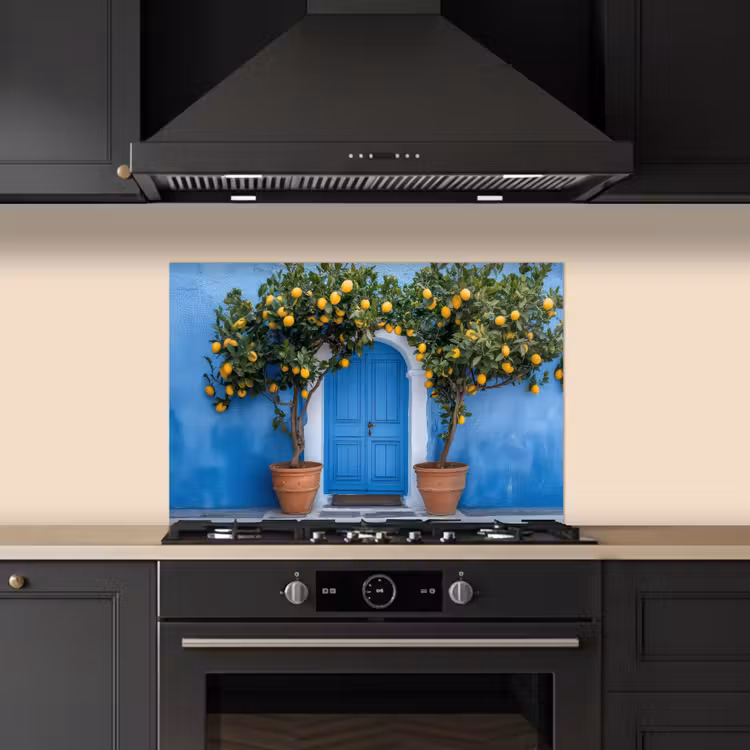 Spatscherm keuken - Citroenbomen - Geel - Deur - Potten — 5