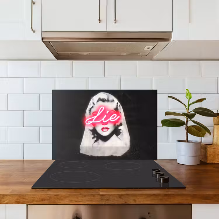 Spatscherm keuken - Neon - Letters - Vintage - Vrouw — 3
