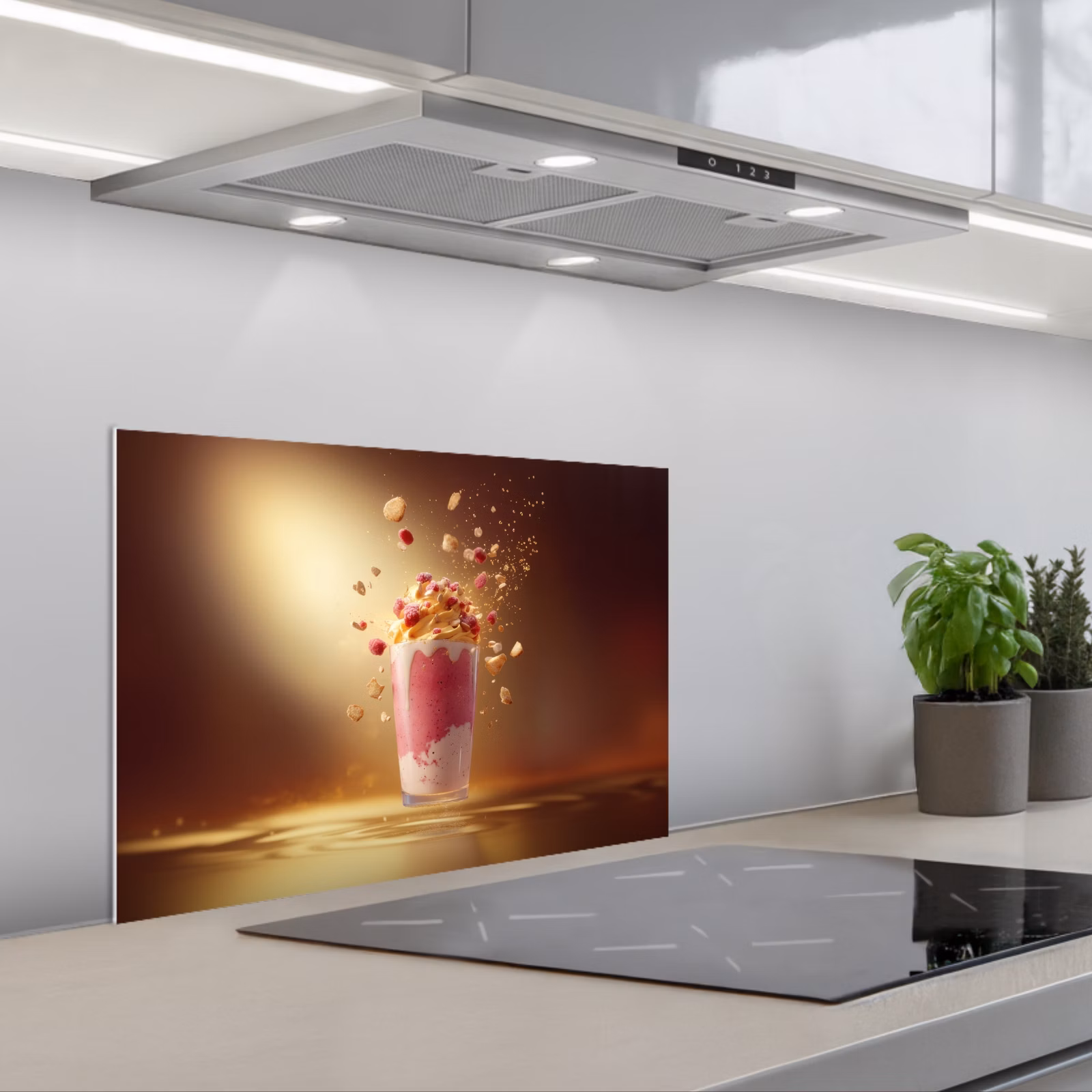Spatscherm keuken - Framboos - Smoothie - Drinken - Roze — 1