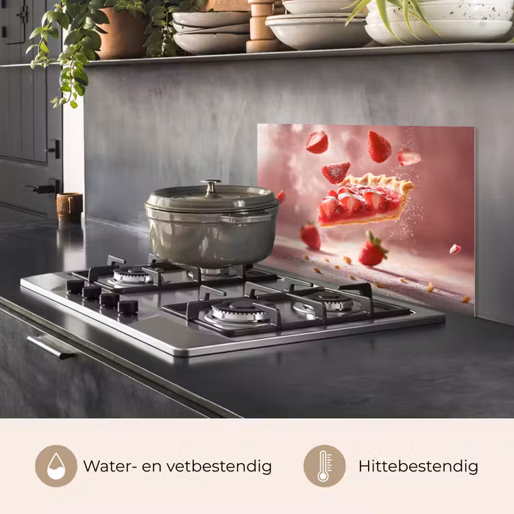 Spatscherm keuken - Aardbei - Taart- Eten - Roze — 2
