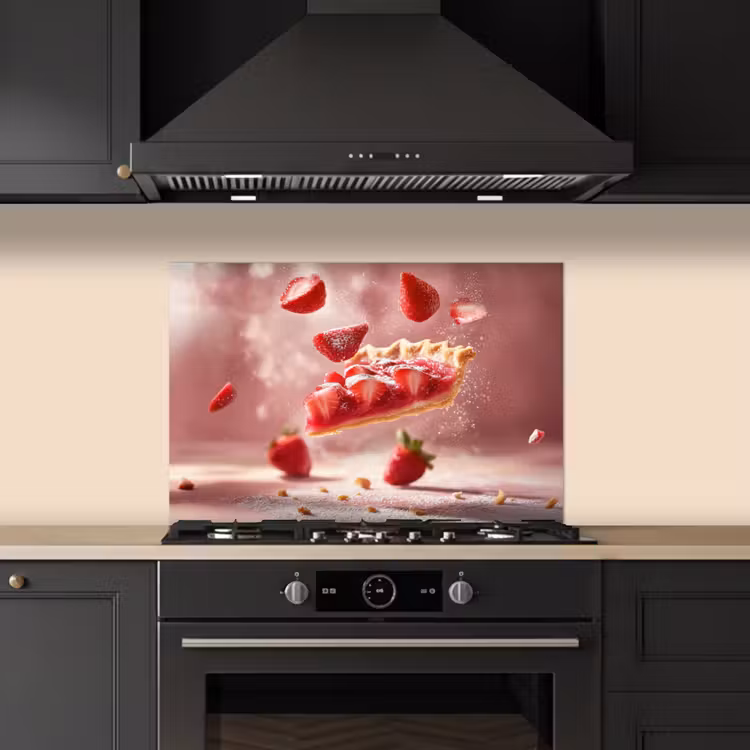 Spatscherm keuken - Aardbei - Taart- Eten - Roze — 5