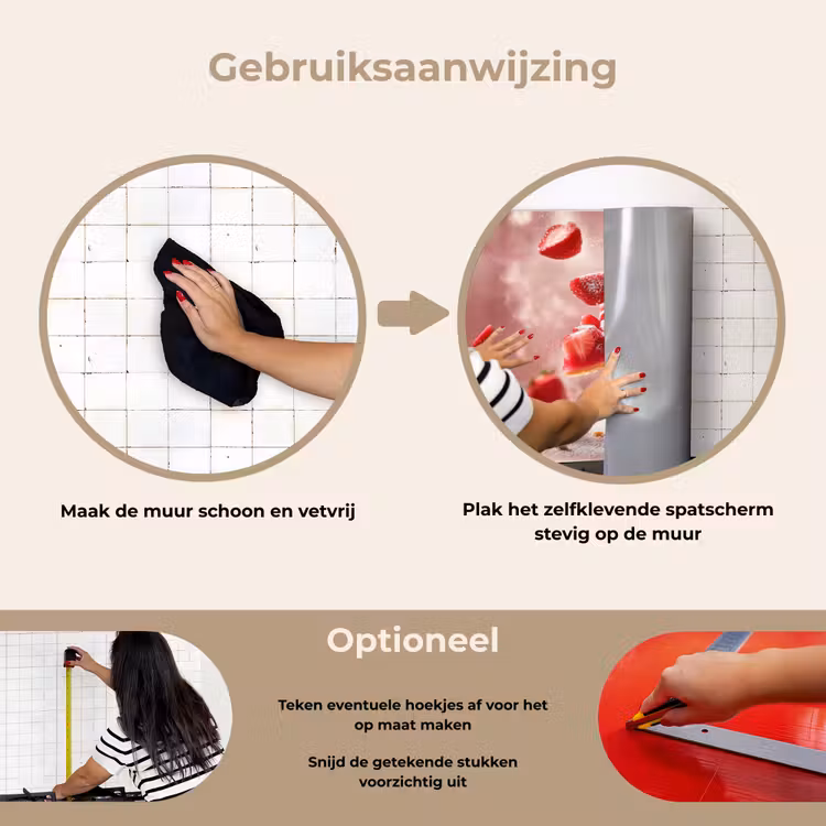 Spatscherm keuken - Aardbei - Taart- Eten - Roze — 6