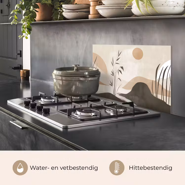 Spatscherm keuken - Japandi - Landschap - Beige — 2
