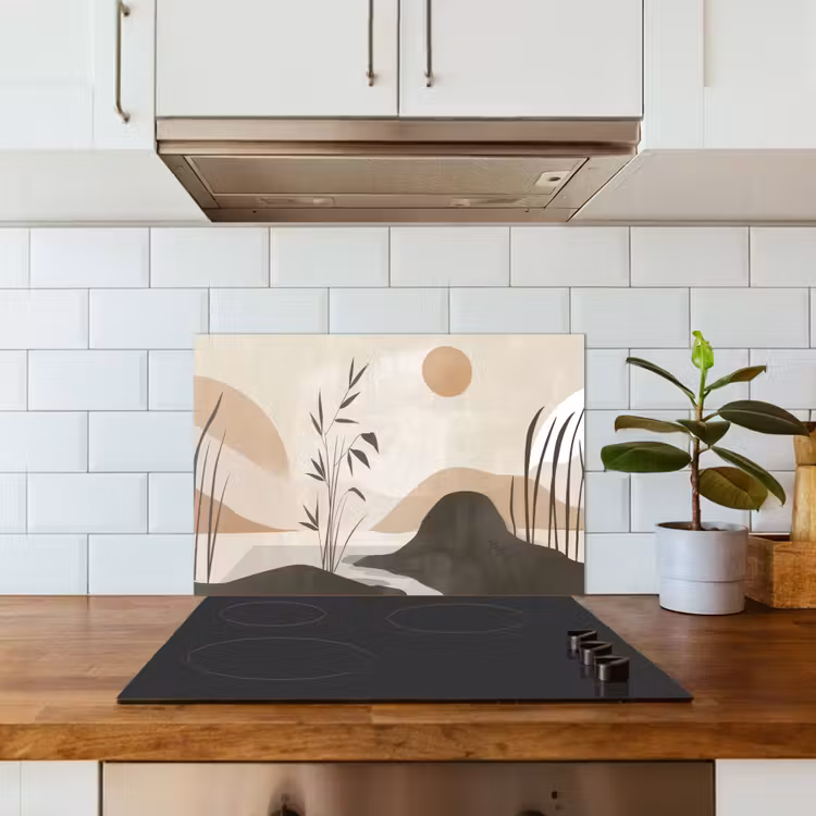 Spatscherm keuken - Japandi - Landschap - Beige — 3