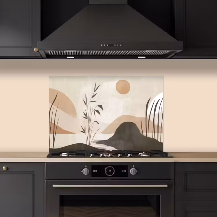 Spatscherm keuken - Japandi - Landschap - Beige — 5