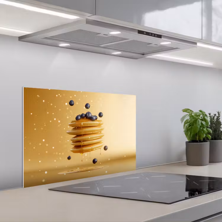 Spatscherm keuken - Pannenkoeken - Eten - Honing - Geel — 1