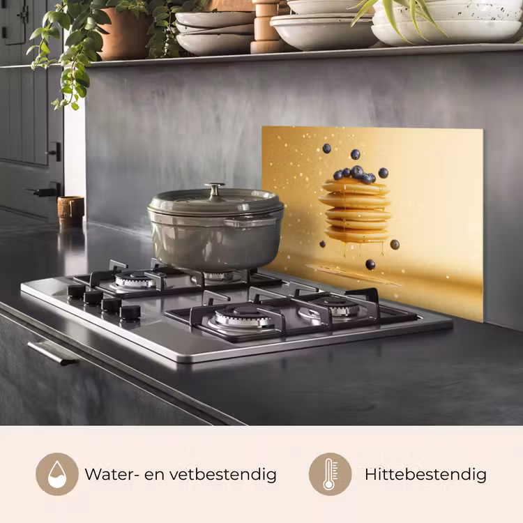 Spatscherm keuken - Pannenkoeken - Eten - Honing - Geel — 2