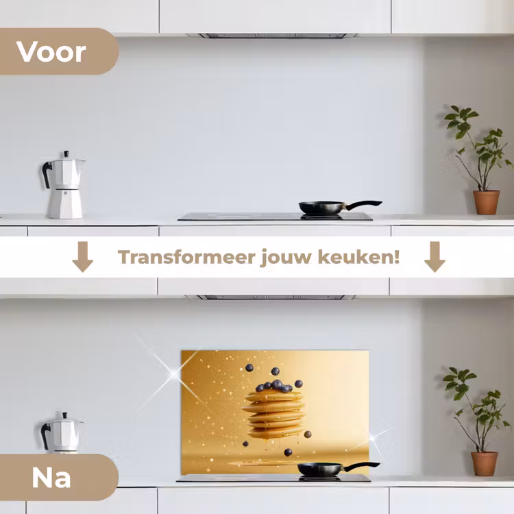 Spatscherm keuken - Pannenkoeken - Eten - Honing - Geel — 7