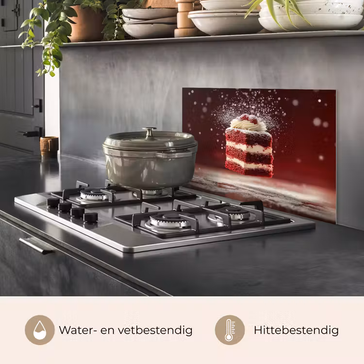 Spatscherm keuken - Rode - Velvet - Taart - Eten — 2