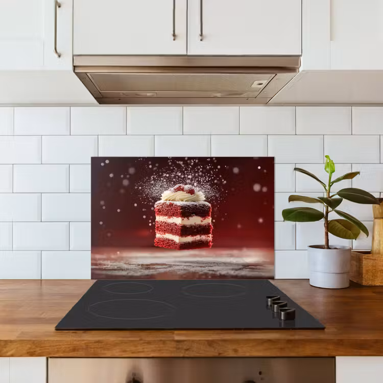 Spatscherm keuken - Rode - Velvet - Taart - Eten — 3