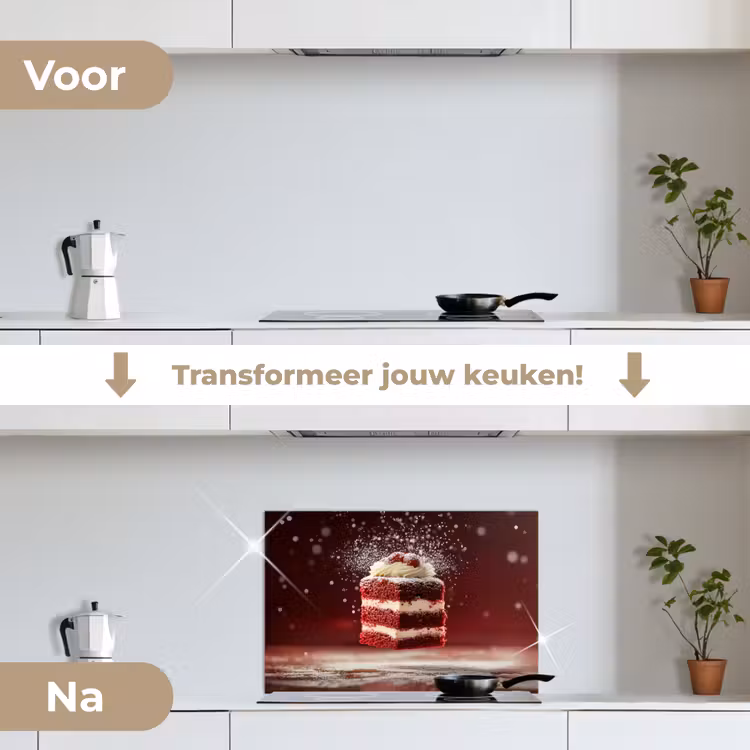 Spatscherm keuken - Rode - Velvet - Taart - Eten — 7