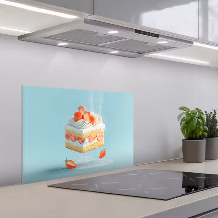 Spatscherm keuken - Slagroom - Taart - Blauw - Eten — 1