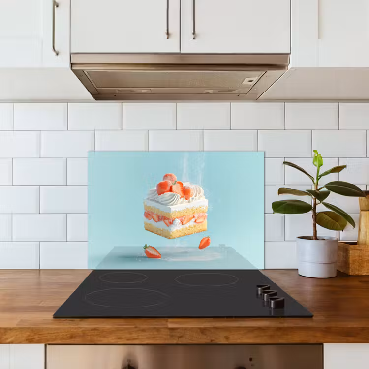 Spatscherm keuken - Slagroom - Taart - Blauw - Eten — 3