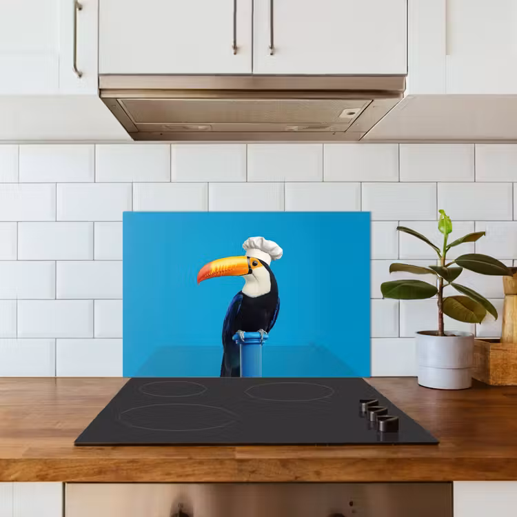 Spatscherm keuken - Tucan - Sokkel - Vogel - Koksmuts — 3