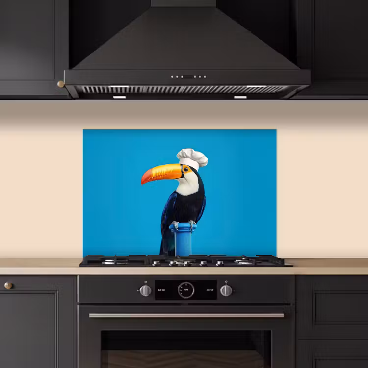 Spatscherm keuken - Tucan - Sokkel - Vogel - Koksmuts — 5