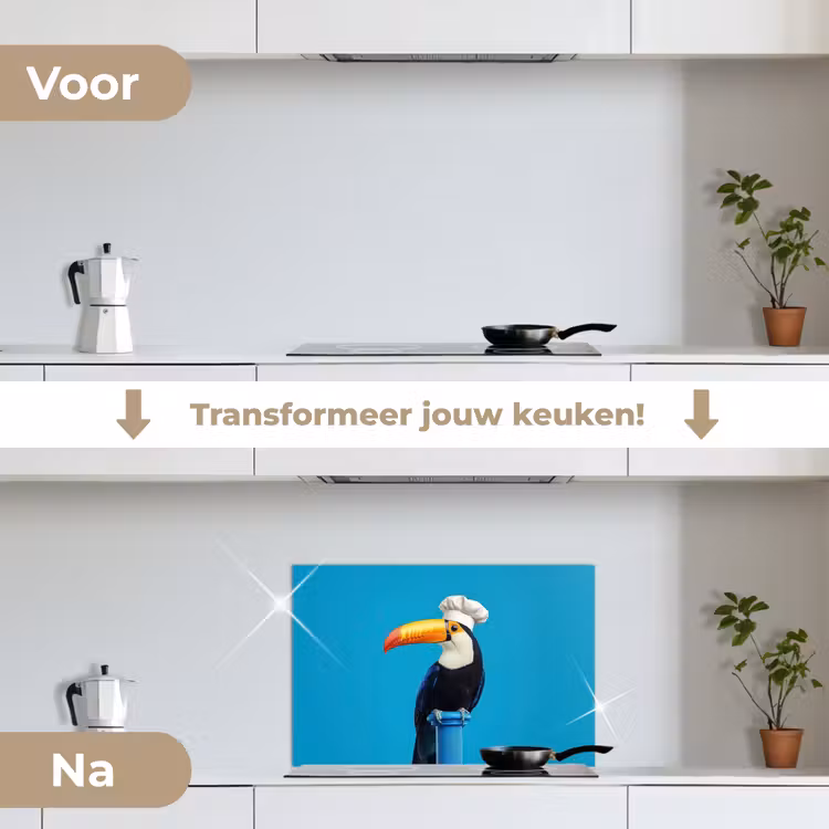 Spatscherm keuken - Tucan - Sokkel - Vogel - Koksmuts — 7