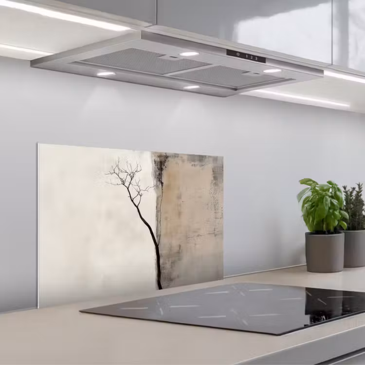Spatscherm keuken - Wabi sabi - Plant - Beige — 1