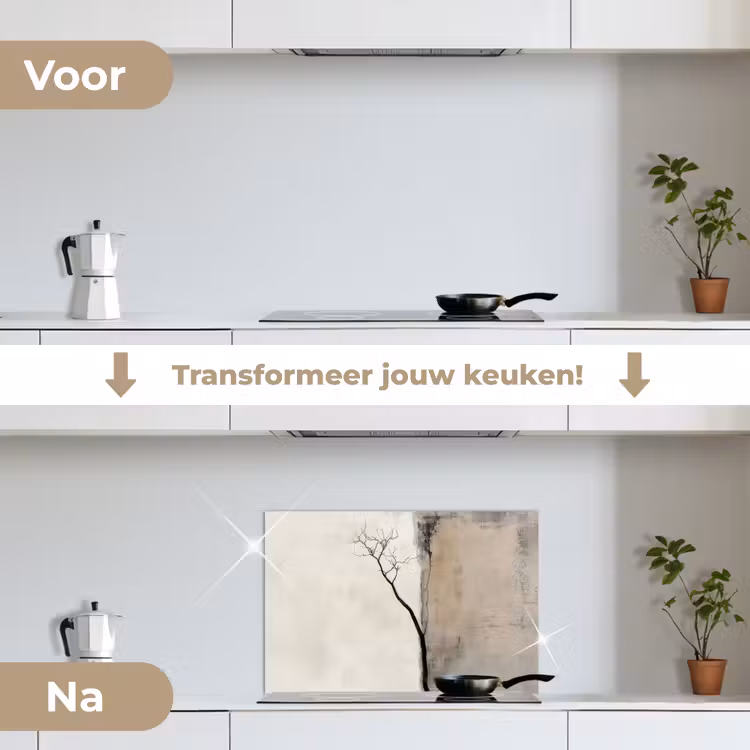 Spatscherm keuken - Wabi sabi - Plant - Beige — 7