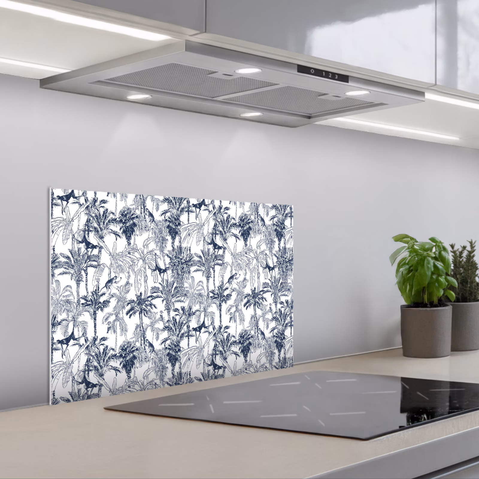 Spatscherm keuken - Aap - Jungle - Blauw — 1