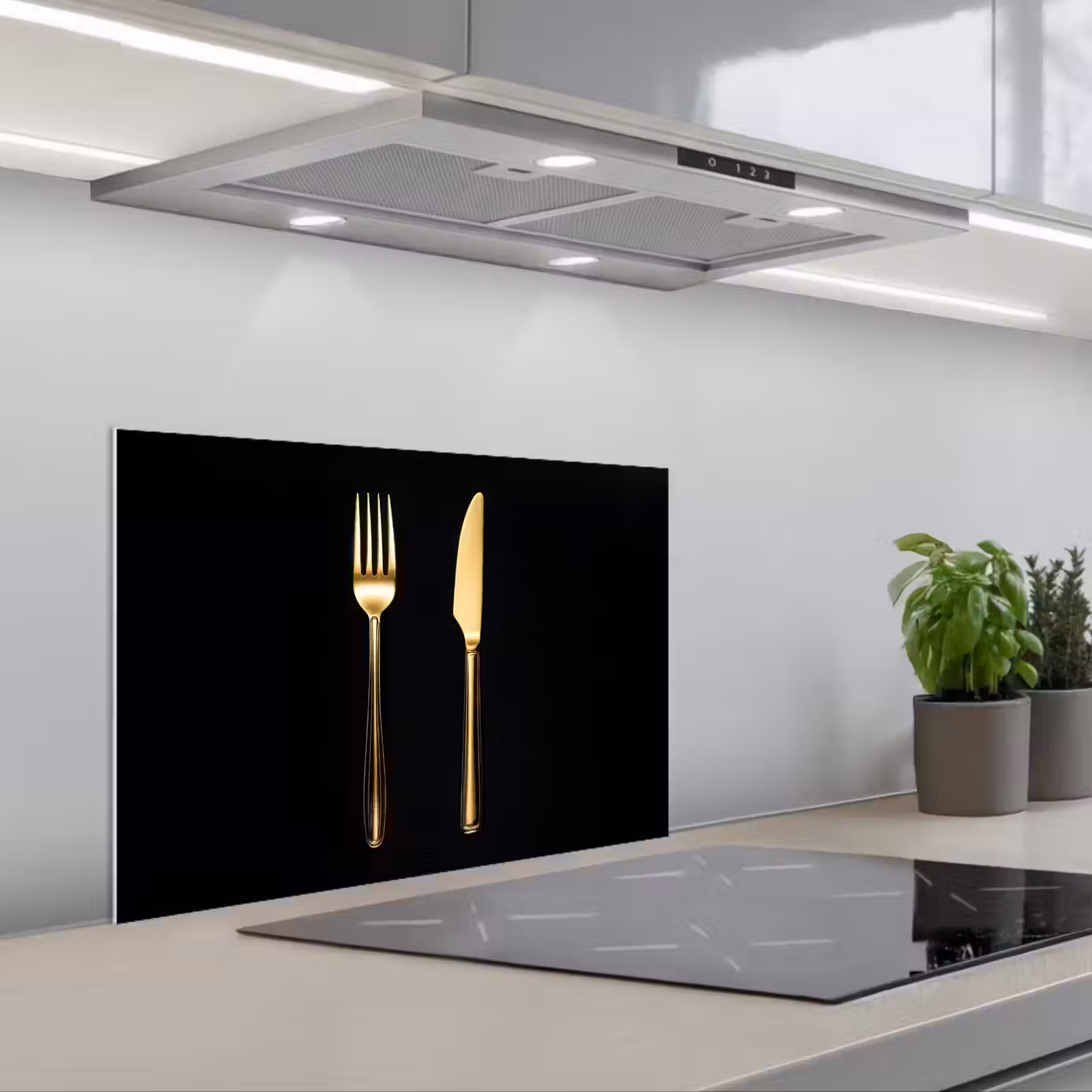 Spatscherm keuken - Bestek - Goud - Mes - Vork — 1