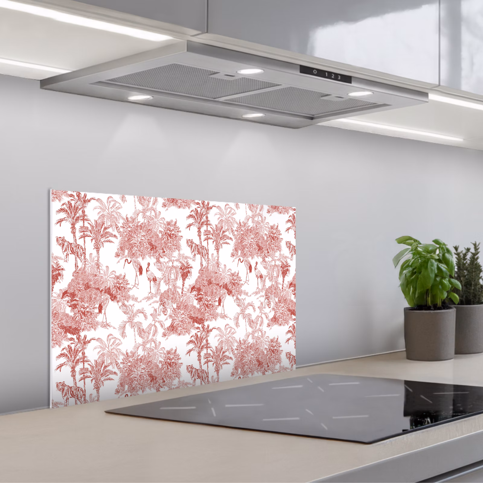 Spatscherm keuken - Tijger - Jungle - Natuur - Rood — 1