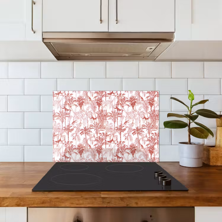 Spatscherm keuken - Aap - Oerwoud - Rood — 3