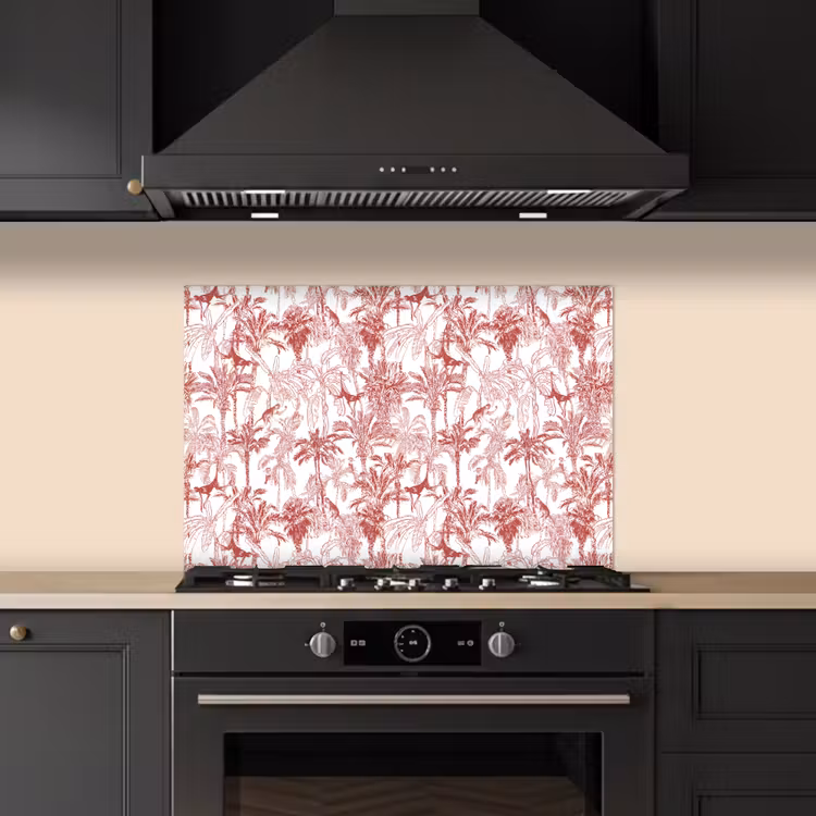 Spatscherm keuken - Aap - Oerwoud - Rood — 5
