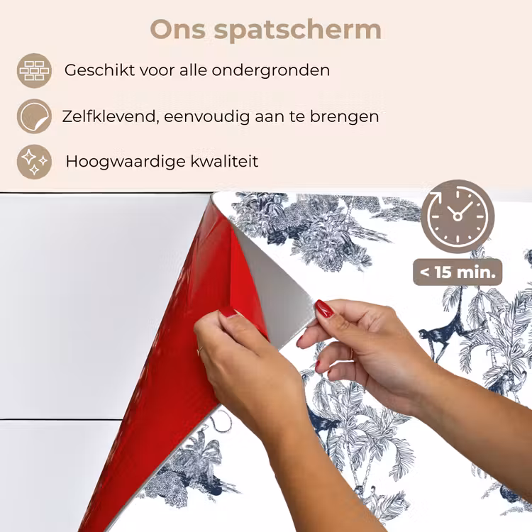 Spatscherm keuken - Aap - Palmboom - Blauw — 4