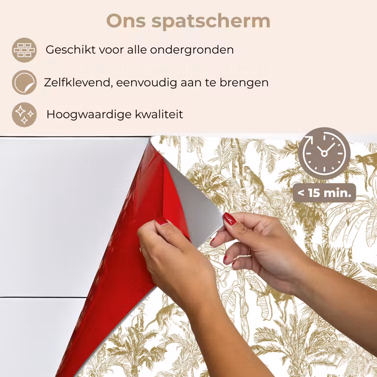 Spatscherm keuken - Apen - Jungle - Abstract - Beige — 4