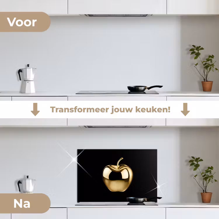 Spatscherm keuken - Appel - Goud - Chrome - Zwart — 7