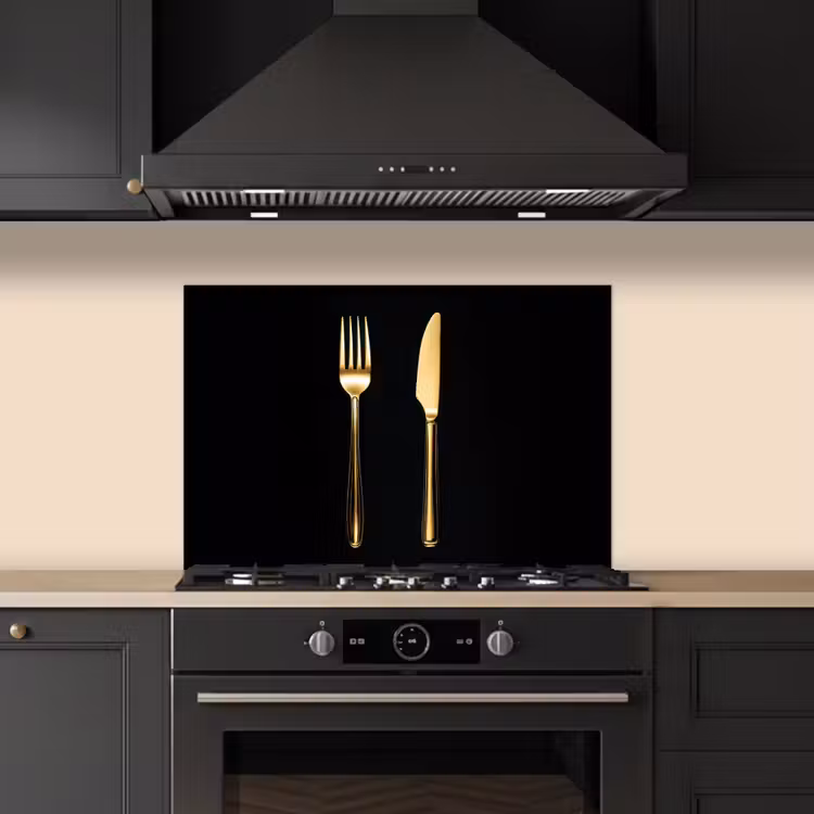 Spatscherm keuken - Bestek - Goud - Mes - Vork — 5