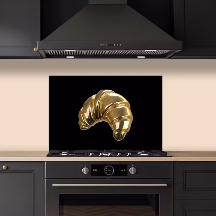 Spatscherm keuken - Croissant - Brood - Goud - Zwart — 5