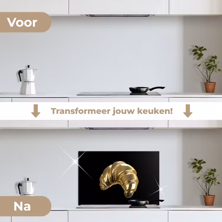 Spatscherm keuken - Croissant - Brood - Goud - Zwart — 7