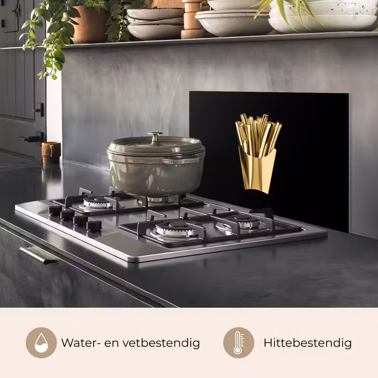 Spatscherm keuken - Friet - Goud - Chrome - Eten — 2
