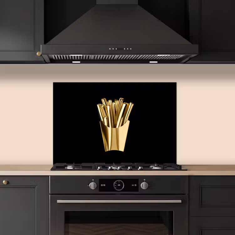 Spatscherm keuken - Friet - Goud - Chrome - Eten — 5