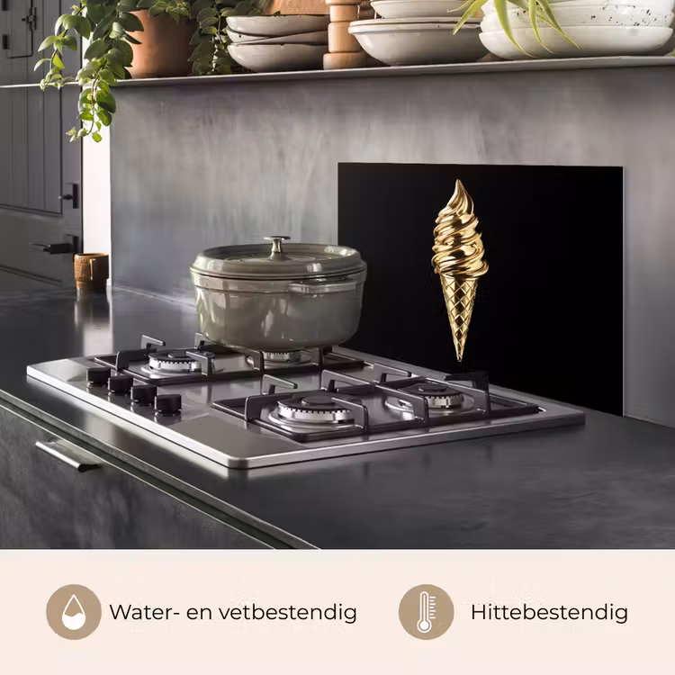 Spatscherm keuken - Ijs - Goud - Zwart - Eten — 2