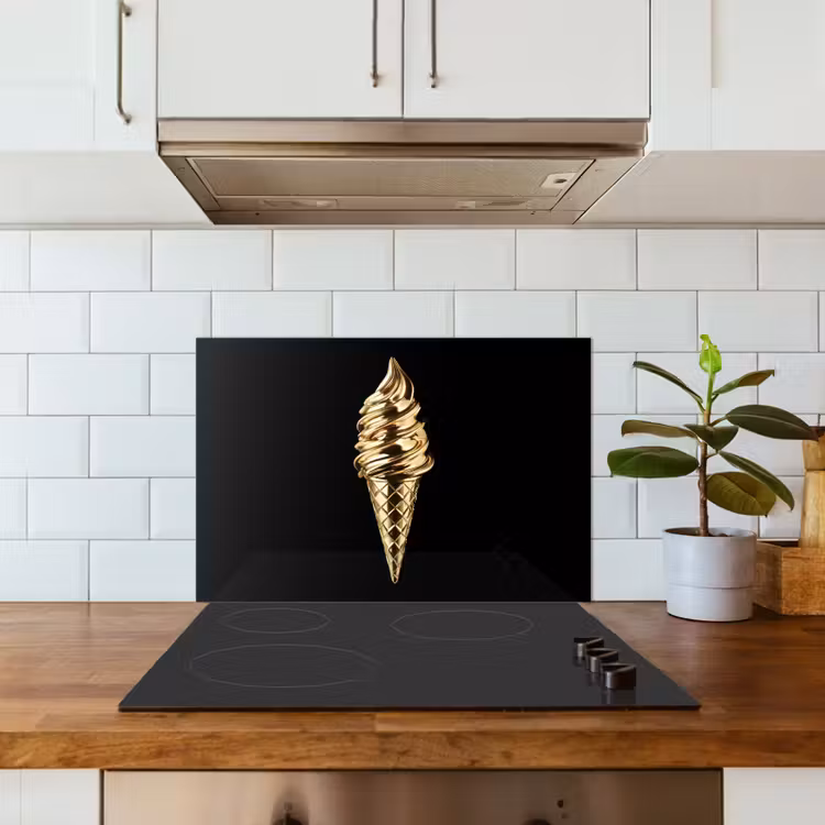 Spatscherm keuken - Ijs - Goud - Zwart - Eten — 3