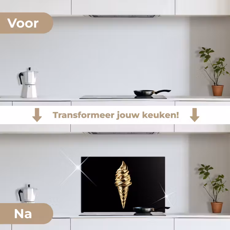 Spatscherm keuken - Ijs - Goud - Zwart - Eten — 7