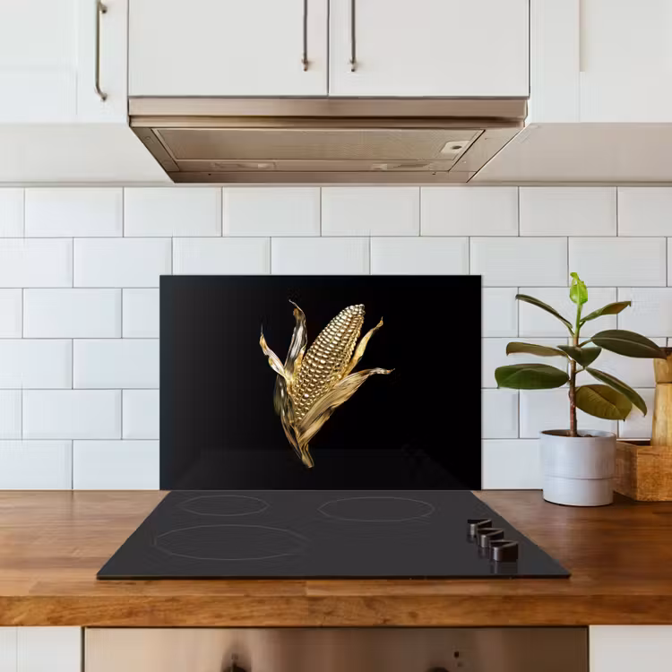 Spatscherm keuken - Mais - Eten - Goud - Zwart — 3