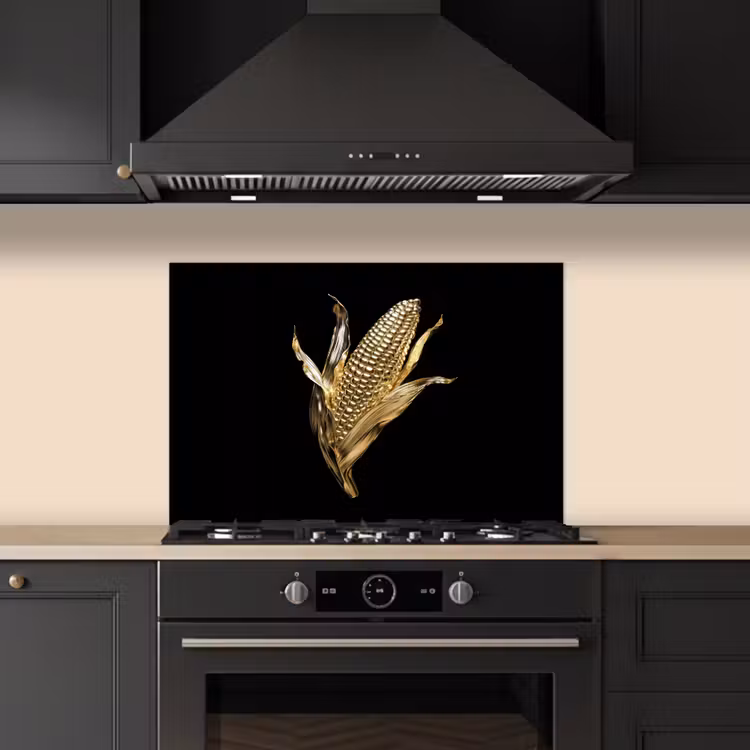 Spatscherm keuken - Mais - Eten - Goud - Zwart — 5