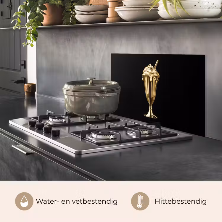 Spatscherm keuken - Milkshake - Goud - Drinken - Zwart — 2