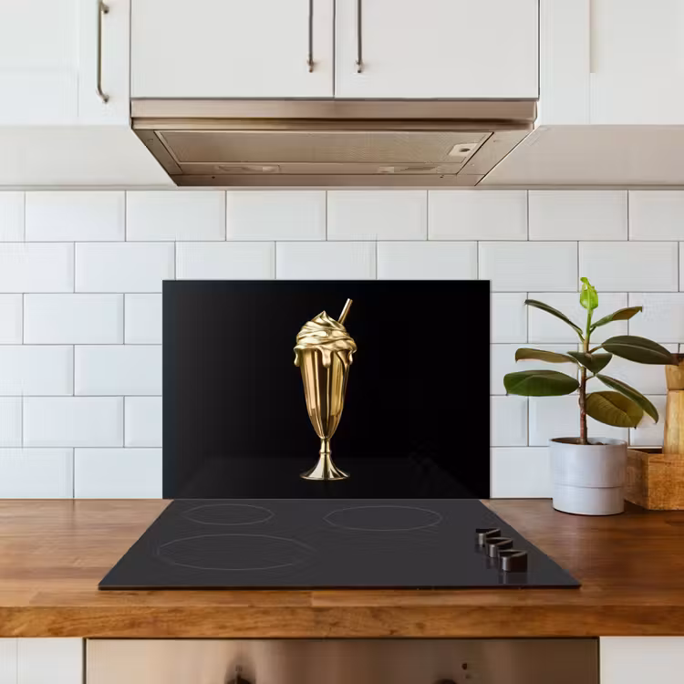 Spatscherm keuken - Milkshake - Goud - Drinken - Zwart — 3