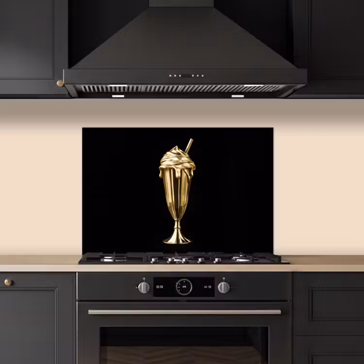 Spatscherm keuken - Milkshake - Goud - Drinken - Zwart — 5
